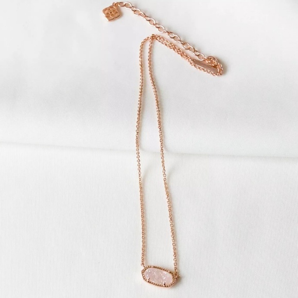 Kendra Scott "Elisa" Rose Gold Drusy Logo Necklace - Picture 3 of 4